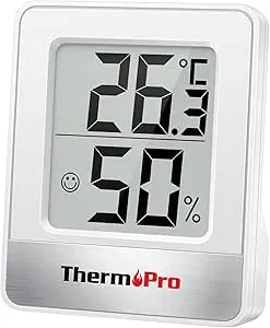 ThermoPro TP49 digitales Mini Thermo-Hygrometer Thermometer Hygrometer innen Temperatur und Luftfeuchtigkeitmessgerät mit Smiley-Indikator für Gewächshaus, Wohnzimmer, weiß : Amazon.de: Garten