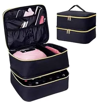 YAHOURWAT Nagellack Aufbewahrung Tasche Doppelschicht Nagellack Organizer Lagerung 30 Flaschen (15 ml / 0,5 FL.oz) mit verstellbarem Trenner für die Aufbewahrung von Nageltrockner und Nagel,Schwarz : Amazon.de: Kosmetik
