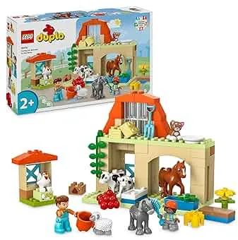 LEGO DUPLO Town Tierpflege auf dem Bauernhof, Spielzeug für Kinder ab 2 Jahre, mit Bauernhoftiere-Figuren für Rollenspiele, darunter Pferd, Kuh und Schaf, Lernspielzeug für Mädchen und Jungen 10416: Amazon.de: Toys