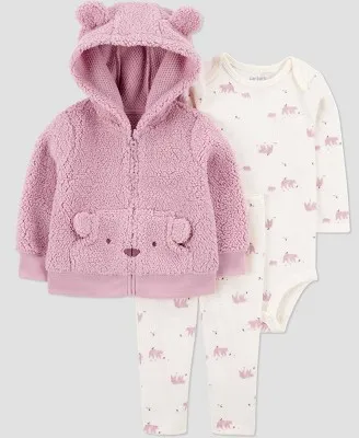 Carter's Just One You® Baby Girls' 3pc Bear Fair Isle Sweater Top and Pants Set - Pink 24M : Target