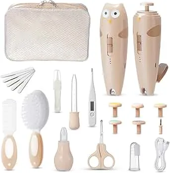 Lictin Baby Electric Nail File with 6 Grinding Heads, 26-in-1 Baby Nail Set with LED Light, Electric Nail Care Set for Babies, Toddlers, Adults, USB Charging, Brown : Amazon.de: Baby Products