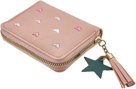 IFUDE Cute wallet for girls and boys, women's mini wallet made of soft PU leather with zip, and star tassel pendant, coin compartment and card slots, pink, Casual : Amazon.de: Fashion