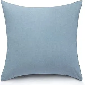 ATsense Set of 2 Cushion Covers Measuring 40 x 40 cm, 100% Washed Cotton, with Zip, Super Soft Premium and Cosy Cushion Covers, Light Blue : Amazon.de: Home & Kitchen