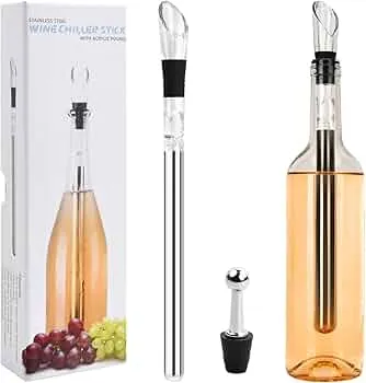 Weinkühlstab mit Ausgießer Weinkühler Stab Set 3-in-1 Flaschenkühler Dekanter Wein Zubehör Weinkühlstäbe aus Edelstahl