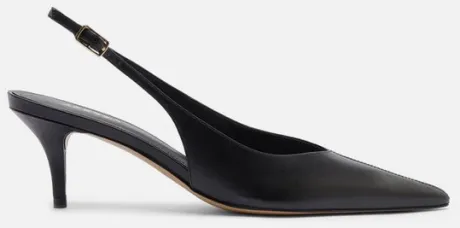 Scarpin Preto Couro Salto Kitten Slingback | Arezzo