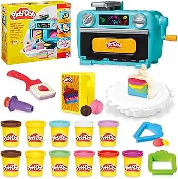 Play-Doh Farverig kagebutik med legetøjsovnen, værktøj, tilbehør og 11 dåser modellervoks til støbning, bagning og dekoration, håndværkssæt til piger og drenge fra 4 år: Amazon.de: Legetøj