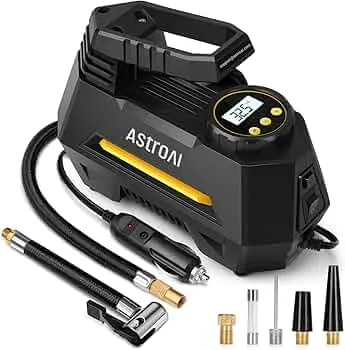AstroAI Tire Inflator Portable Air Compressor Tire Air Pump for Car Tires - Car Accessories, 12V DC Auto Pump with Digital Pressure Gauge, Emergency LED Light for Bicycle, Balloons, Yellow : Amazon.ca: Automotive