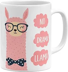 OM3® witzige No Drama Llama Kaffee-Tasse mit Spruch - Statement Alpaka süßes Motiv - Keramik Becher - 325ml - Beidseitig Bedruckt - Weiss : Amazon.de: Küche, Haushalt & Wohnen