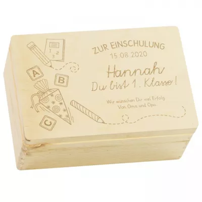 Holzkiste - Schultüte Motiv | Geschenk zur Einschulung