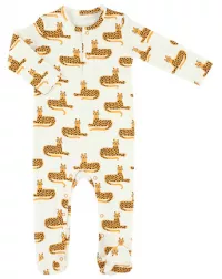 Strampler ONESIE CHEETAH mit Fuin weiß/hellbraun