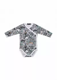 Öko Babymode | Wickelbody "Sunset" schwarz/weiss/rot/grün kaufen - mustikka.ch