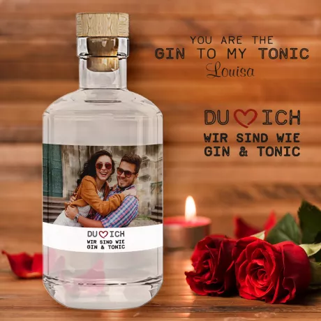 Gin mit Fotoetikett und Personalisierung "Liebe"